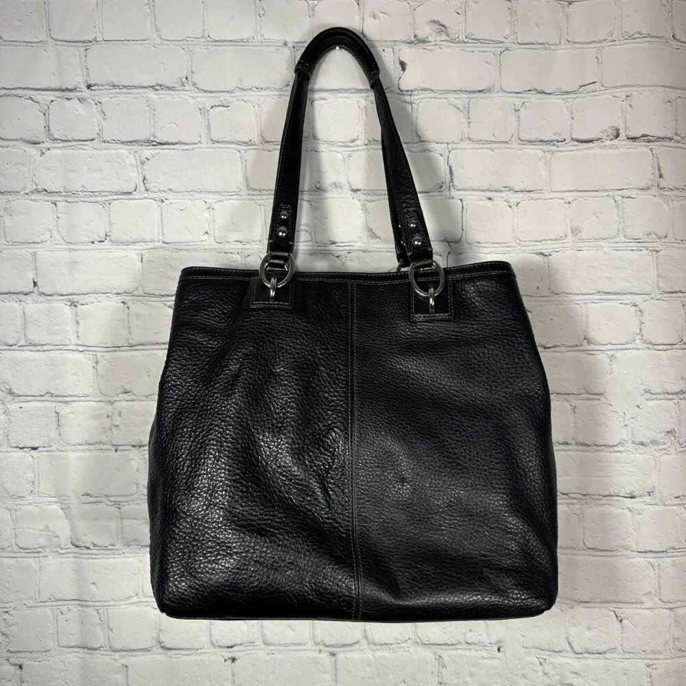 COACH F19264 Penelope Black Pebbled Leather Tote Bag Purse Shoulder Handbag - Picture 7 of 13